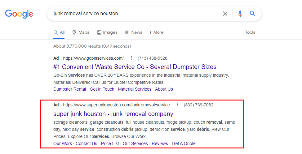 PPC Ads For Junk Removal Business