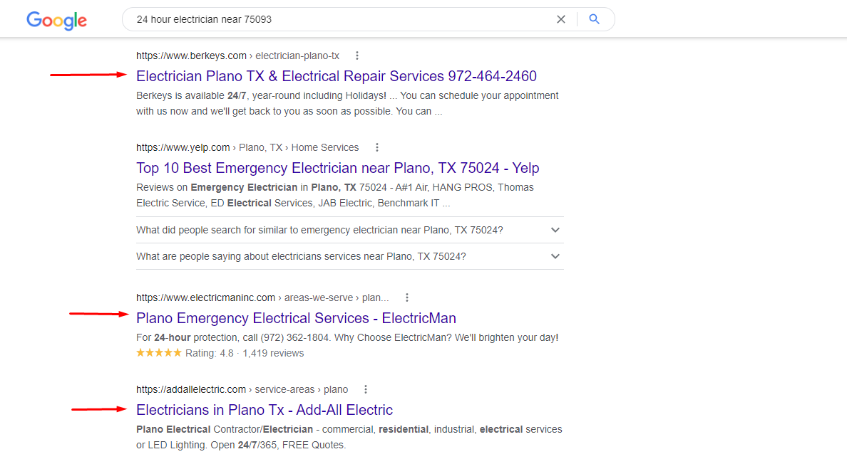 Search Engine Optimization Electrician Business 