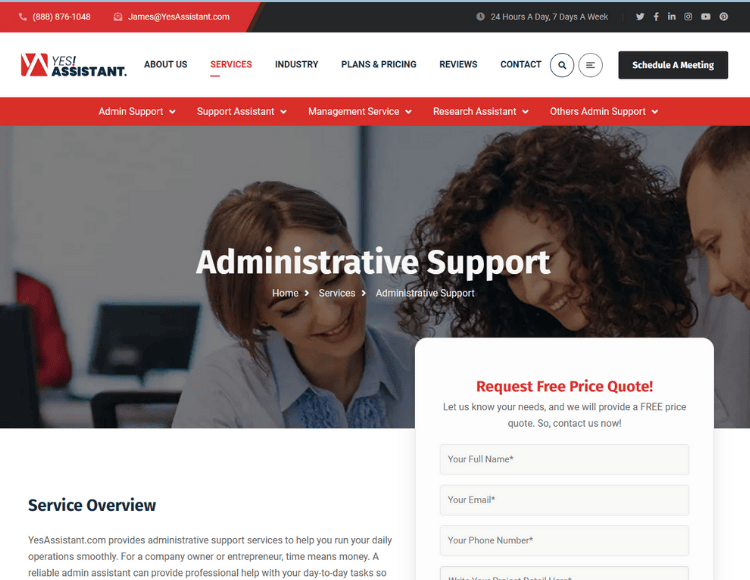 Yes Assistant Administrative Support services