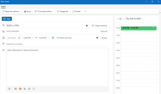 Calendar Event Reminder Setup Process in Outlook