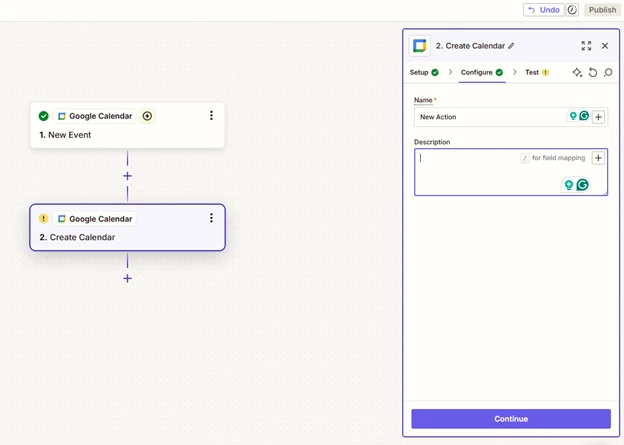 Integrating Process of Google Calendar Using Zapier