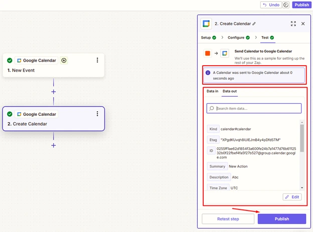 Integrating Process of Google Calendar Using Zapier