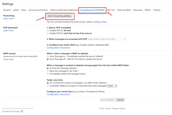 Setting Up Automatic Forwarding