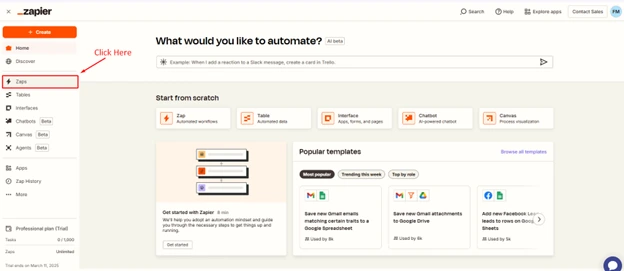Integrating Process of Google Calendar Using Zapier 
