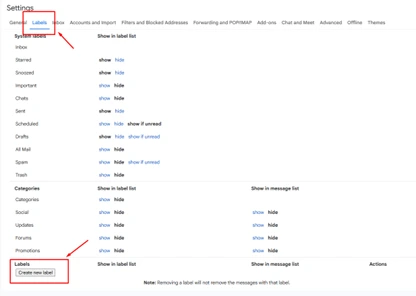 Step Three: Navigating to Labels Tab