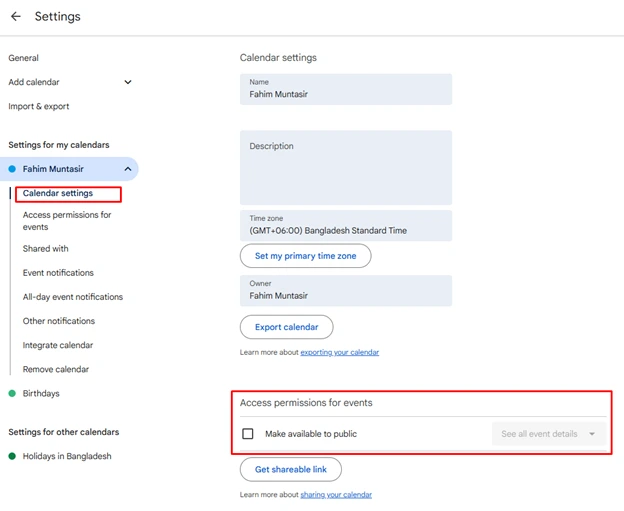 Change the Google Calendars Multiple Events Visibility