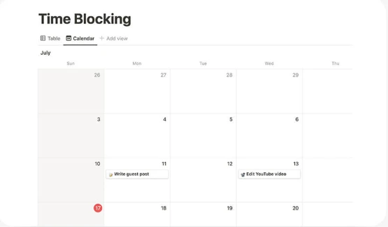 Calendar Blocking