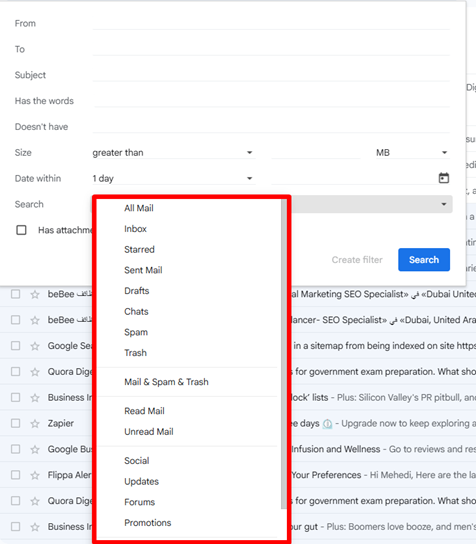 Use Search and Retrieval Strategies by Filtering Options