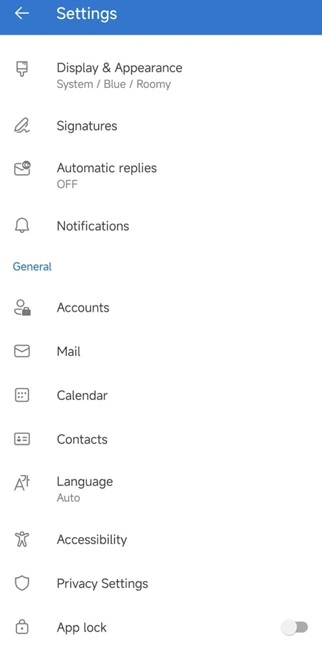 Also, you can go to the Outlook Android app settings from this right menu