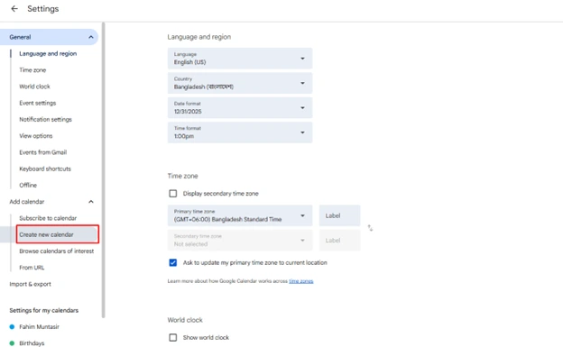 Create New Calendar on Google Platform