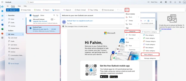 How to Organize Outlook Email by Category