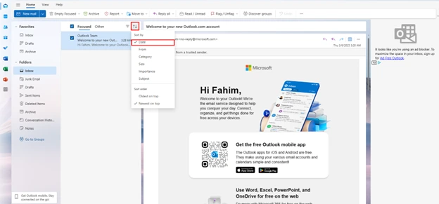 How to Organize Outlook Email by Date