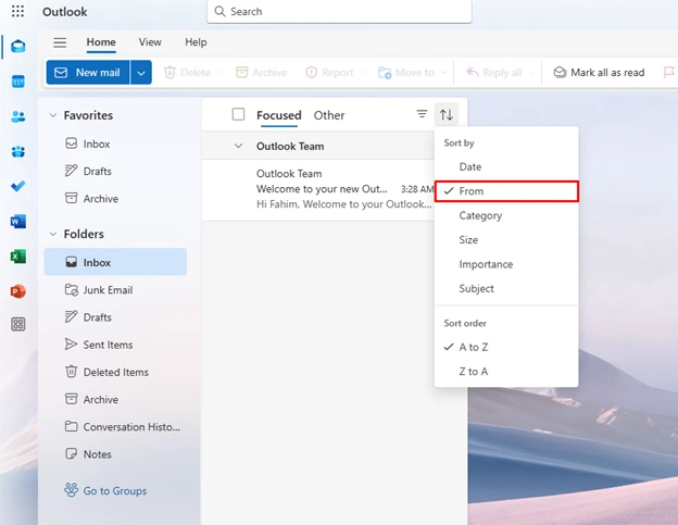 How to Organize Outlook Email by Sender