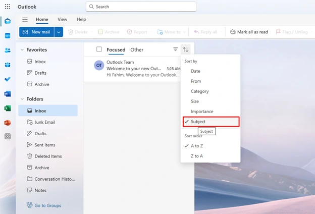 How to Organize Outlook Email by Subject