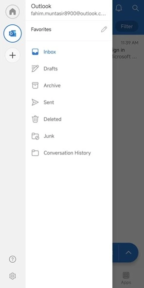 It will show you all the necessary functions of the mails such as inbox, drafts, archive, sent, junk, etc.