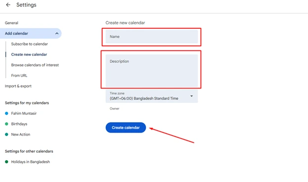 It will show you the interface for creating the calendar.