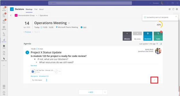Adding Agenda in Meeting Prompts