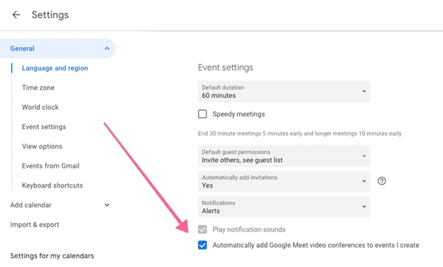 Adding Google Meet to Events