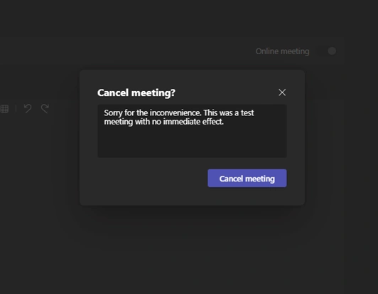 Canceling a Meeting from MS Teams Calendar