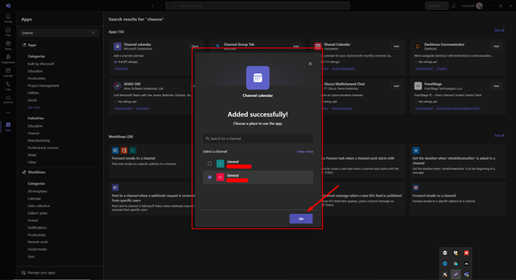 Channel Calendar Integration in Dedicated Channels.