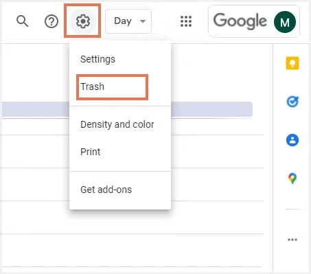 Checking Trash in Google Calendar