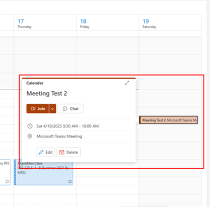 Color Coding Synchronization in MS Teams Calendar and Outlook Calendar