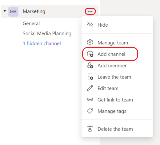 Creating a New Channel in MS Teams