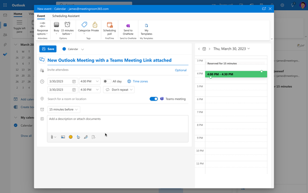 Creating a Teams Meeting Using Outlook