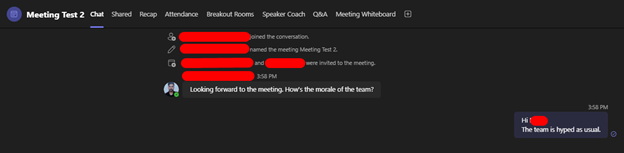 Discussing in MS Teams Chat