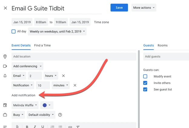 Event Notification in Google Calendar