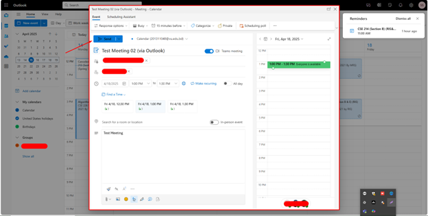 Scheduling a Meeting Via Outlook.
