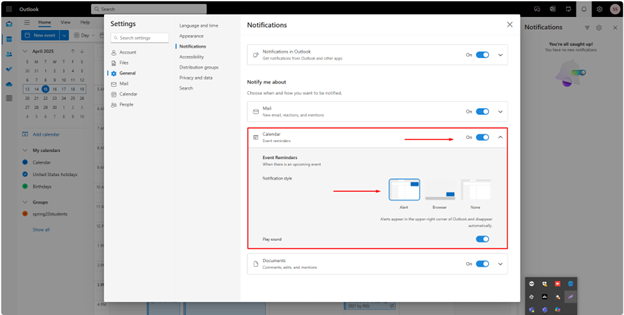 Setting Up Calendar Reminders from Outlook.