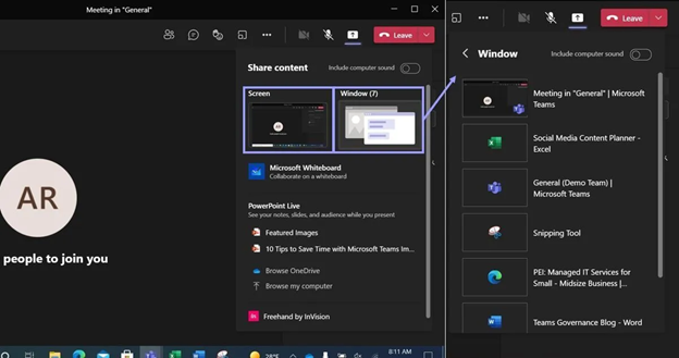 Sharing Content During Live Meetings in Teams
