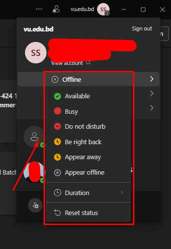 Status in MS Teams