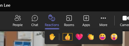 Using Reactions During Meetings in MS Teams