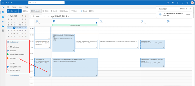 Viewing Shared Calendars Via Outlook.