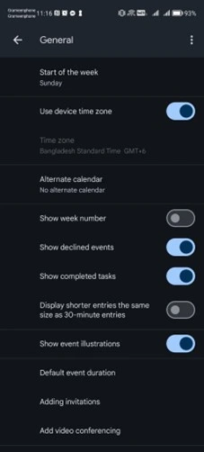You must use the desktop version if you need to add or view a secondary time zone
