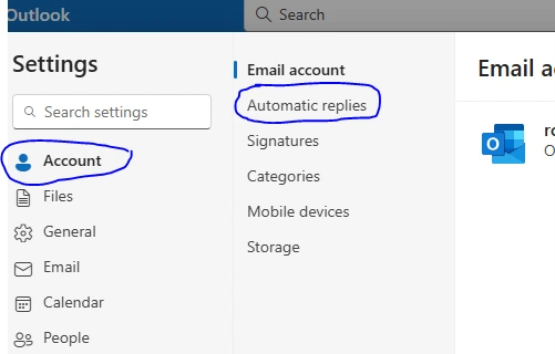 ●Select ‘Automatic Replies’.
