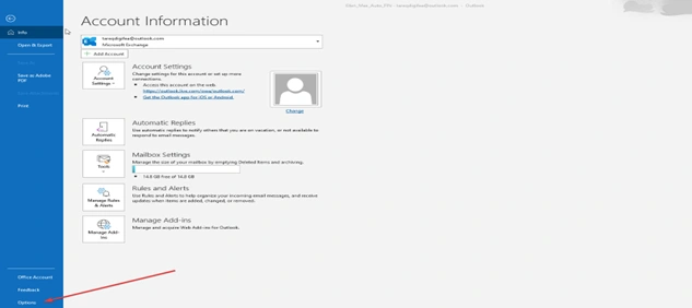 After clicking on “File,” go to “Options” and click