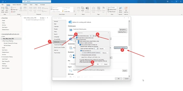 AutoArchive settings