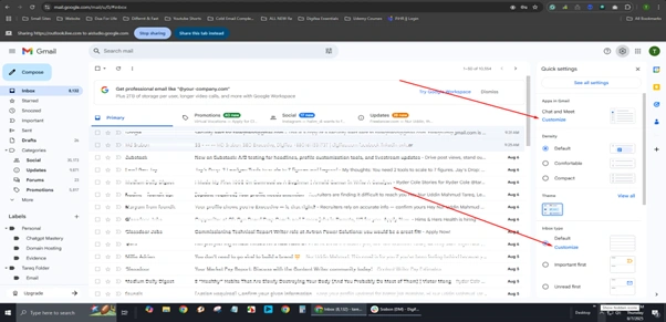 Customization of Both Gmail