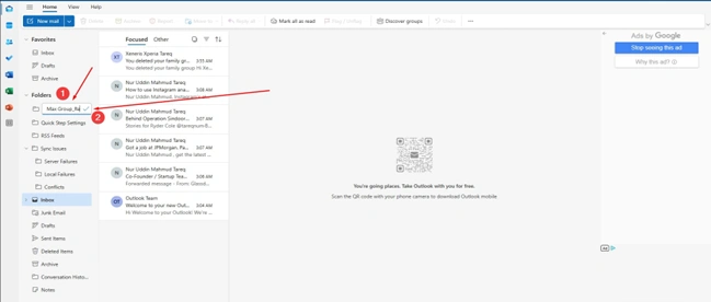 Step 2: Go to the Folder, and create a new folder with a name as your requirement.