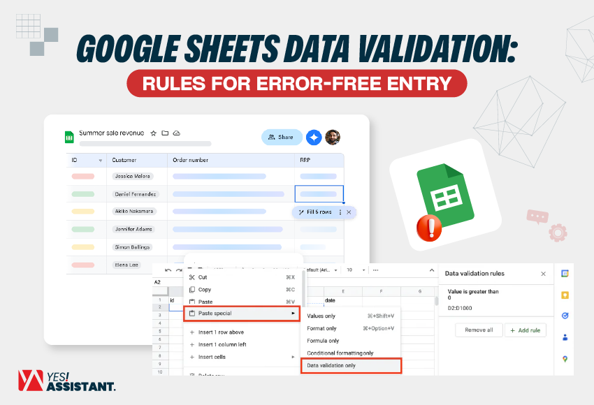 Google Sheets Data Validation Rules for Error-Free Entry