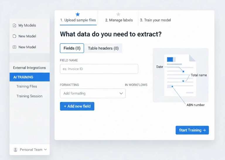extracts information from defined fields