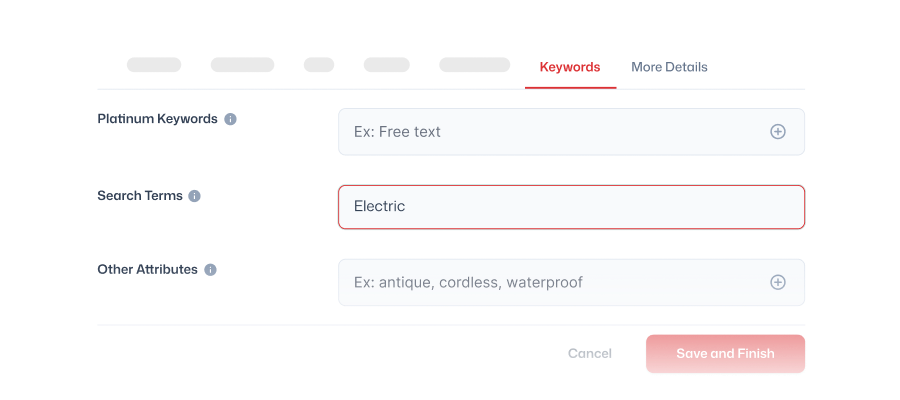 Backend Keyword & Attribute Entry