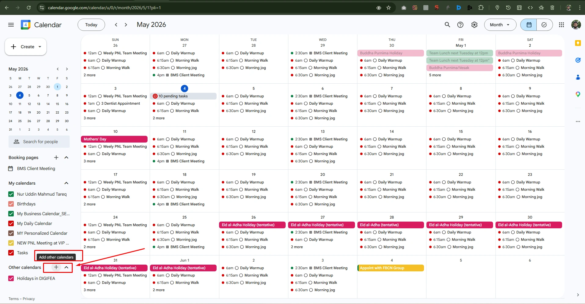 Add Multiple Calendars 1