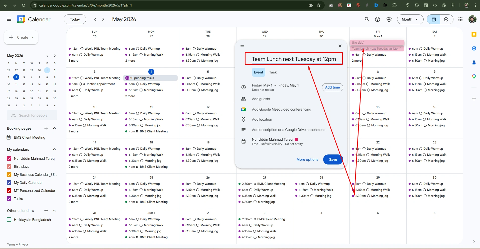 Create Events With Natural Language 2