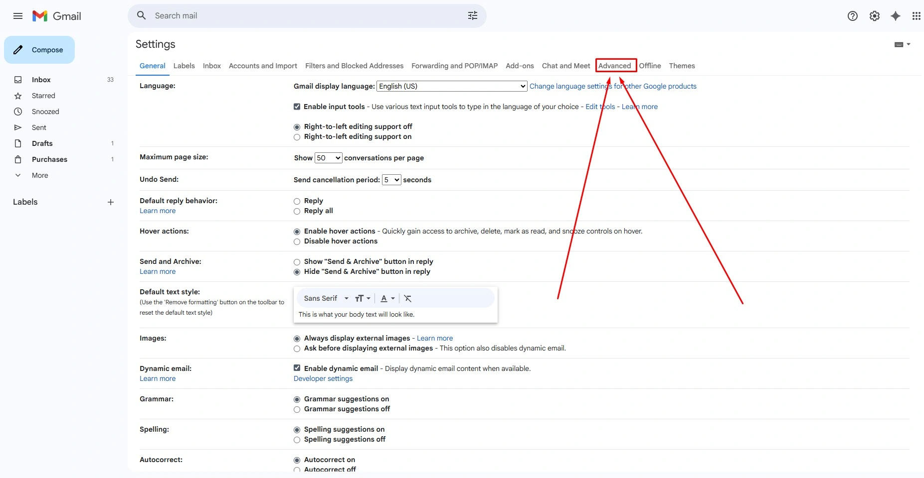 Enable Templates in Gmail Settings 3