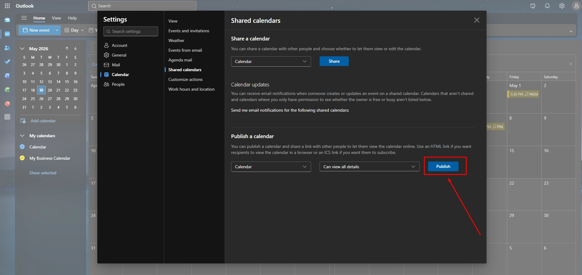Export Outlook Calendar 5