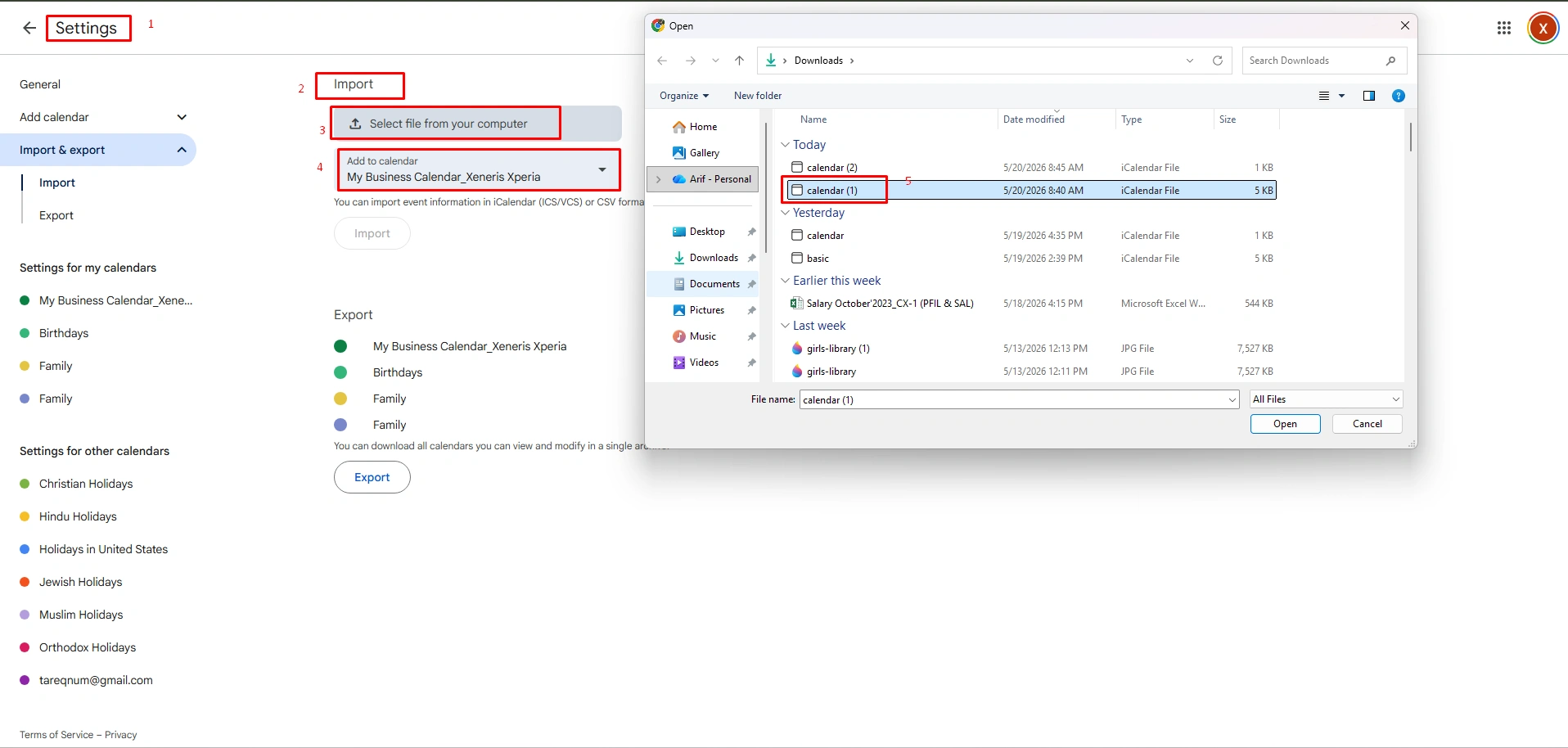 Import to Google Calendar 4